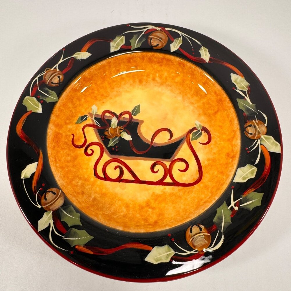 Christmas Certified International Judy Westegaard Ribbon and Bells Dinner Plate